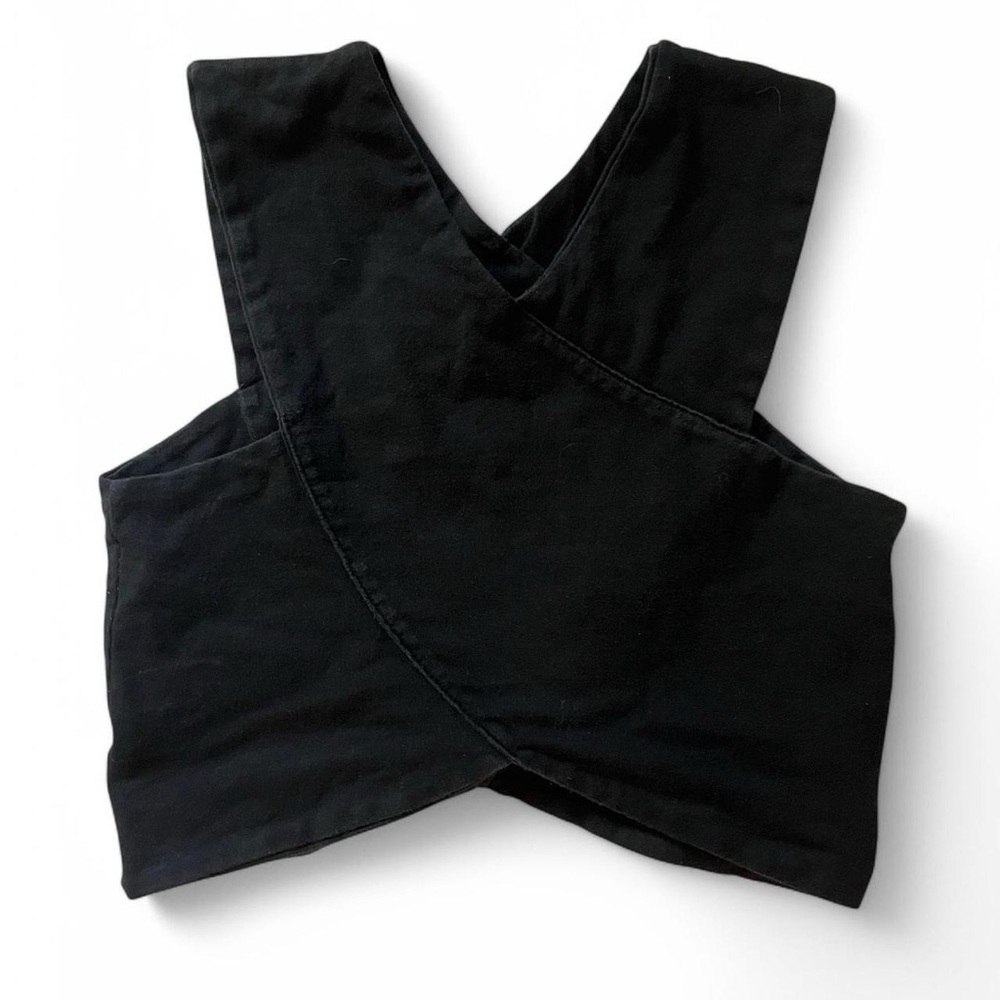 LF Black Cross-Front Crop Top
